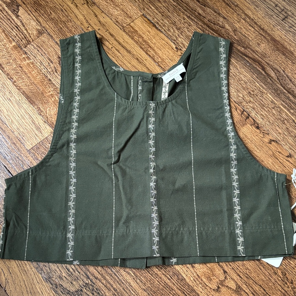 Roark Olive Embroidered Crop Top